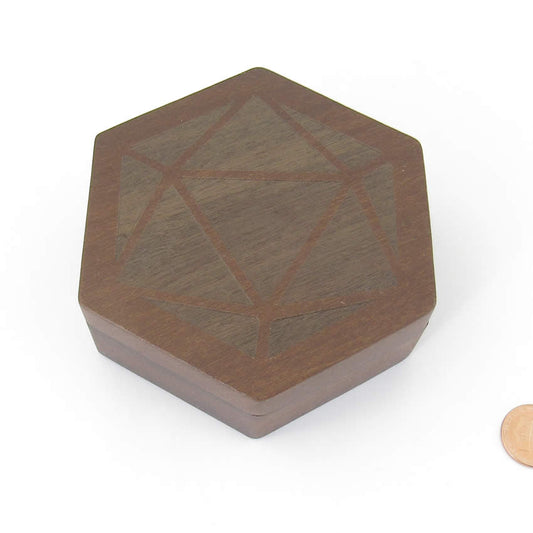 MET810 Purple Heart Wood Hexagon Dice Case Holds 7 Dice Metallic Dice Games Main Image