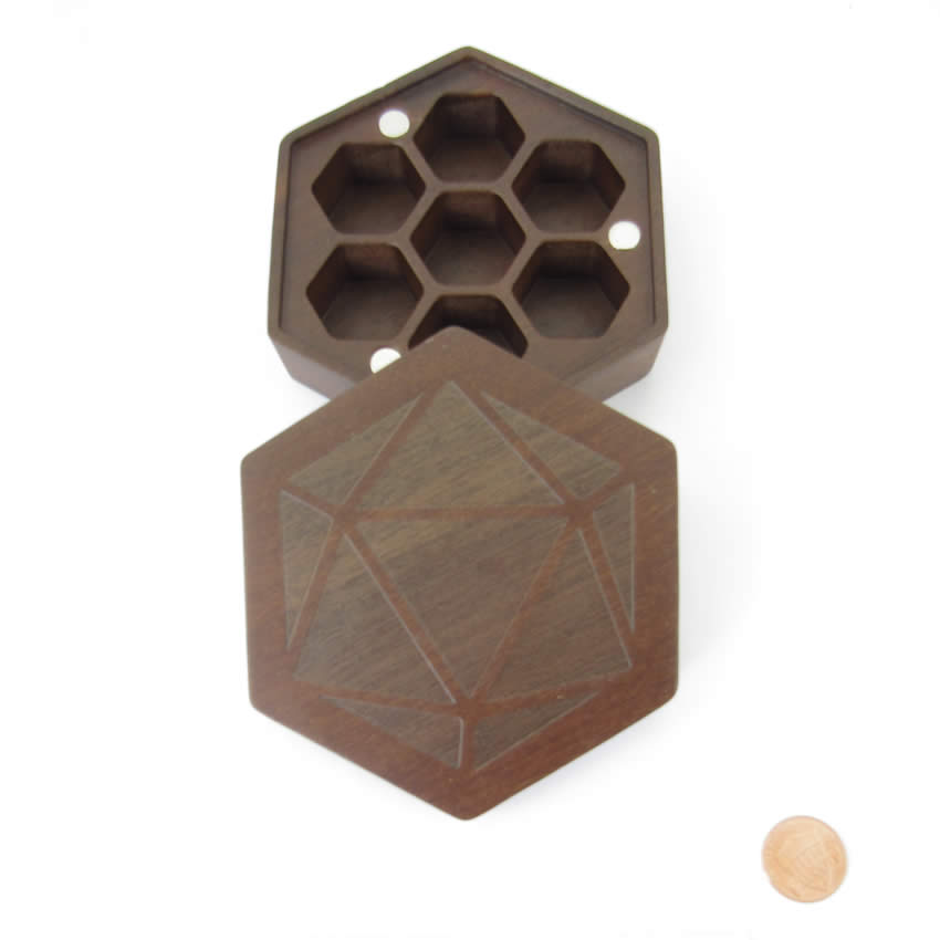 MET810 Purple Heart Wood Hexagon Dice Case Holds 7 Dice Metallic Dice Games 2nd Image