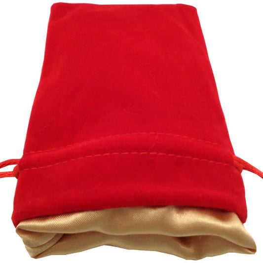 MET9001 Red Velvet Dice Bag with Gold Satin Lining 4in x 6in Main Image