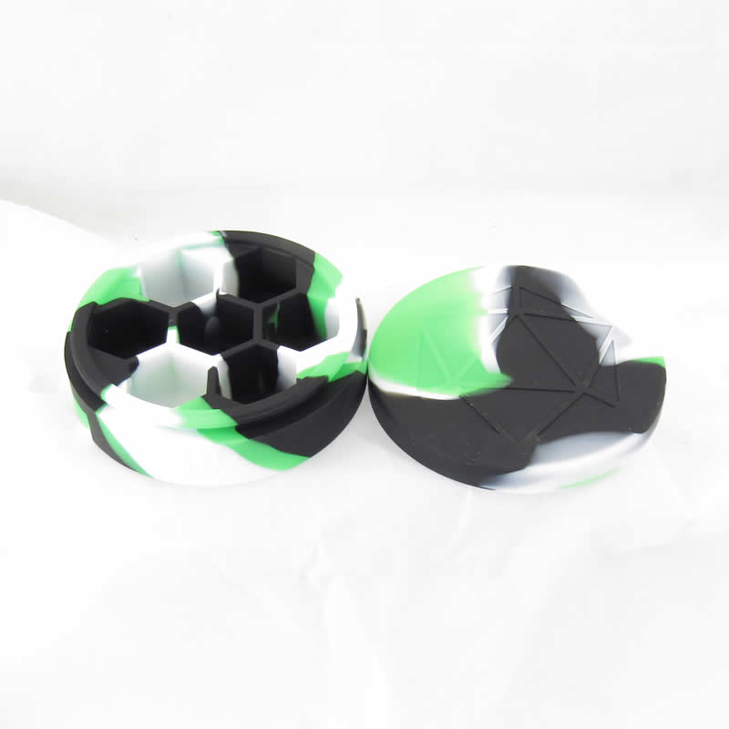 MET925 Green Black White Silicone Round Dice Case Holds 7 Dice Main Image