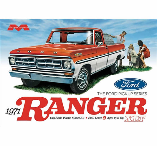 MOE1208 1971 Ford Pick Up Ranger Plastic Model Kit 25th Scale Moebius Models Main Image
