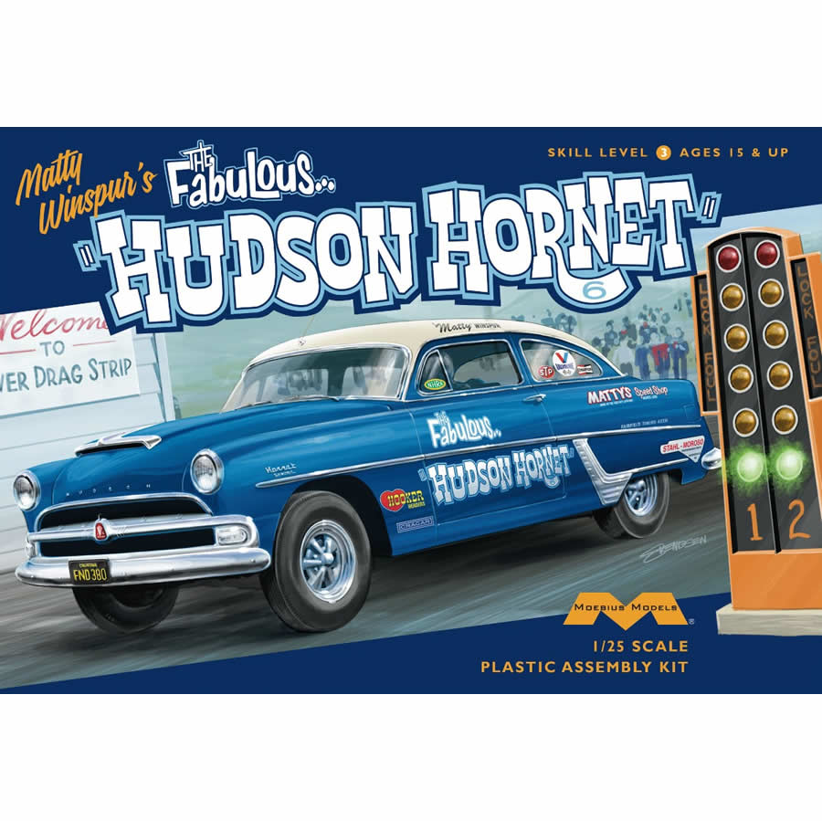 MOE1219 1954 Hudson Hornet Racer 1/25 Scale Plastic Model Kit Moebius Main Image