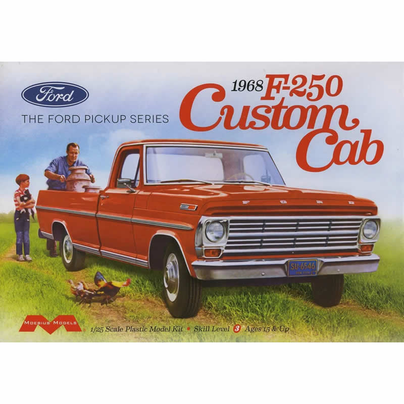 MOE2564 1968 Ford F250 Custom Cab Pickup 1/25 Scale Plastic Model Kit Main Image