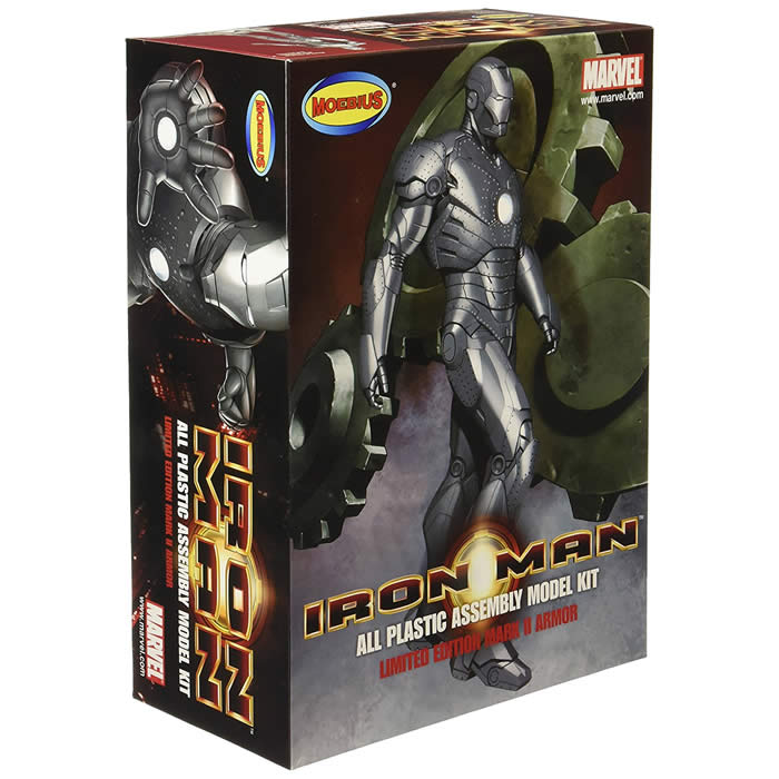 MOE910 Iron Man Mark II 1/8 Scale Chrome Finish Collector Edition Plastic Model Kit Moebius Main Image