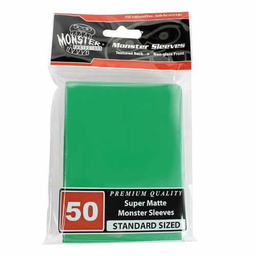 MONMSLLMNGRN Green Supper Matte Sleeves Standard Sized Premium Quality Deck Protector Sleeves Monster Main Image