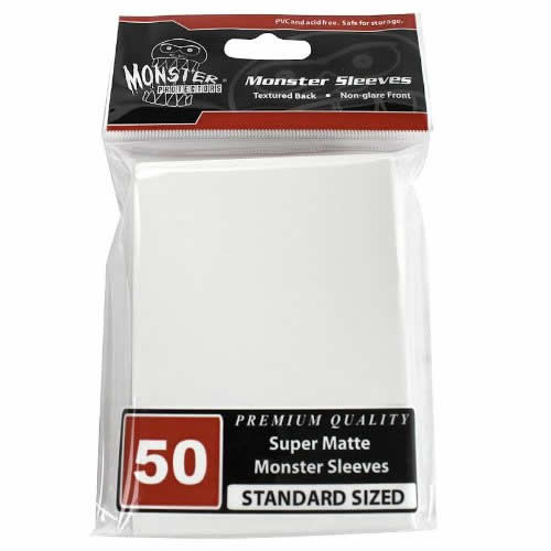 MONMSLLMNWHT White Supper Matte Sleeves Standard Sized Premium Quality Deck Protector Sleeves Monster Main Image
