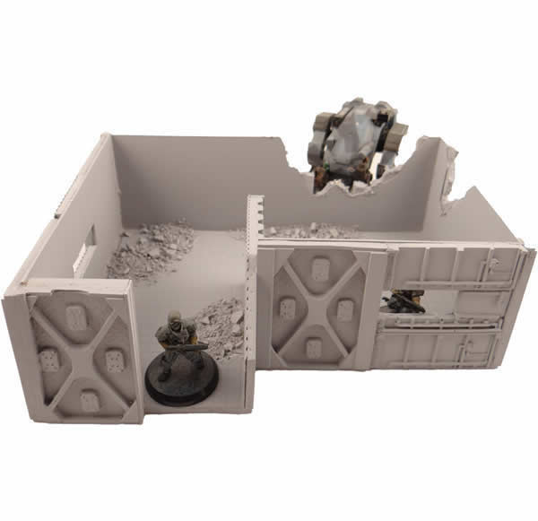 NDS1028 Ruined Outpost with Exhaust Fans 28mm Scale Miniature Terrain Main Image