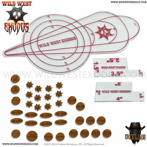 OLM021001 Template and Token Set Wild West Exodus Miniatures Main Image