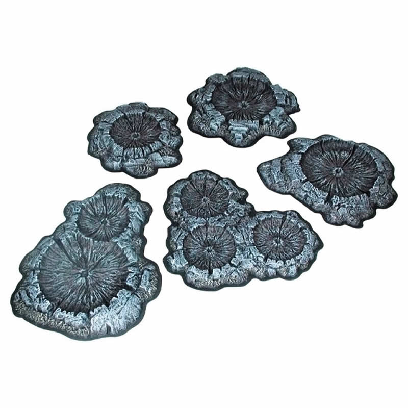 PEG5214 Crater Set Unpainted 5pc MiniatureTerrain Pegasus Hobbies Main Image