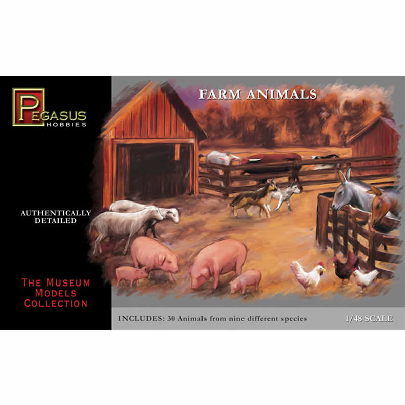 PEG7006 Farm Animals 1/48 Scale Plastic Kit Pegasus Main Image