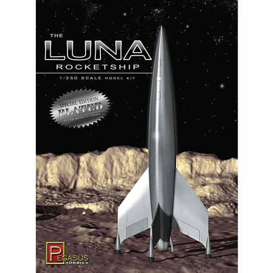 PEG9310 Luna Rocketship Silver Finish 1/350 Scale Plastic Model Kit Pegasus Main Image