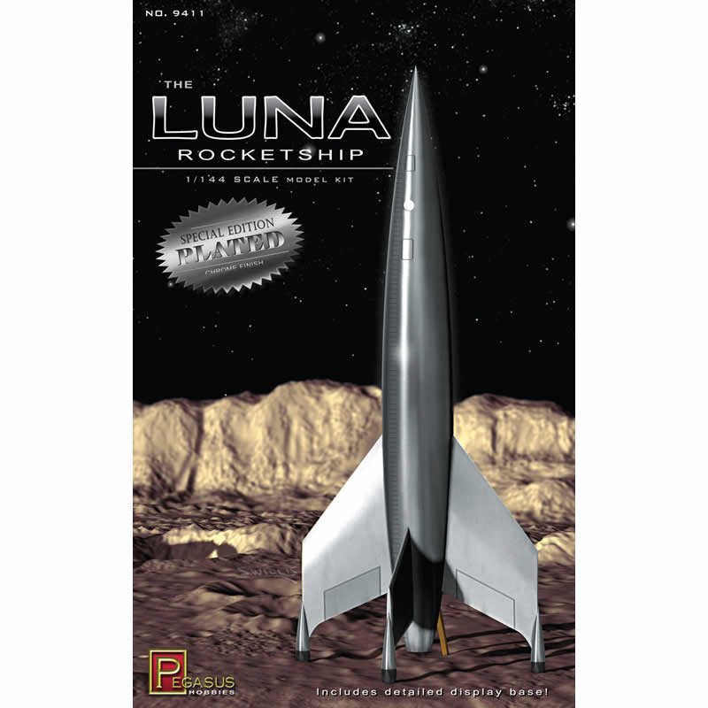 PEG9411 Luna Rocketship Chrome Finish 1/144 Scale Plastic Model Kit Pegasus Main Image