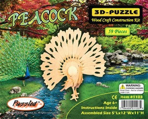 PUZ1103 Peacock 3D Wooden Puzzle by Puzzled Inc Main Image