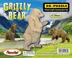 PUZ1260 Grizzy Bear 3D Wooden Puzzle by Puzzled Inc Main Image