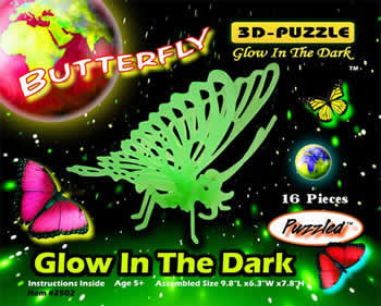 PUZ2502 Butterfly 3D Puzzle Glow In The Dark by Puzzled Inc Main Image
