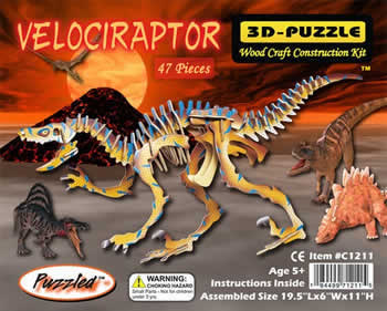 PUZC1211 Velociraptor 3D Puzzle Colored by Puzzled Inc Main Image
