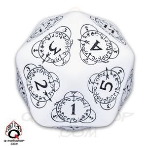 QWS20LEV02 White Opaque Die with Black Markings D20 Level Counter Main Image