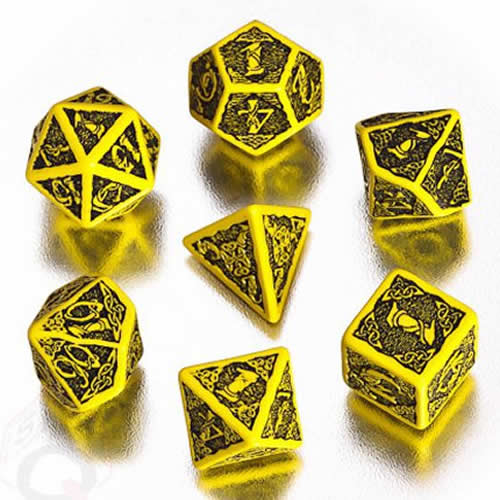 QWSSCER13 Yellow Opaque Dice Black Celltic 3D Markings 16mm (5/8in) Main Image