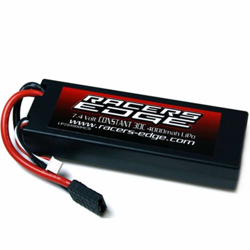 RCELP2S4000HCSBAT LiPo 4000mAh 7.4 LiPo Hardcase Hard Wired Battery With Traxxas Connector Racers Edge Main Image