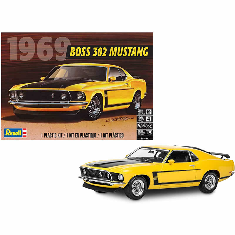 REV4313 1969 Mustang Boss 302 1/25 Scale Plastic Model Kit Revell Main Image