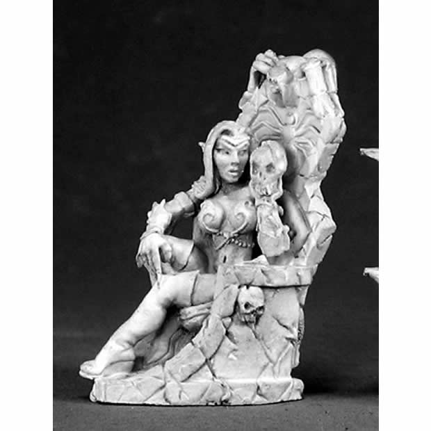 RPR02577 Dark Elf Queen and Throne Miniature 25mm Heroic Scale Main Image