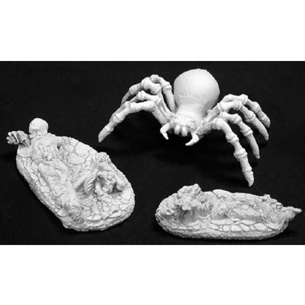 RPR02784 Giant Spider and Victims Miniature Figurine 25mm Heroic Scale Dark Heaven Legends Main Image