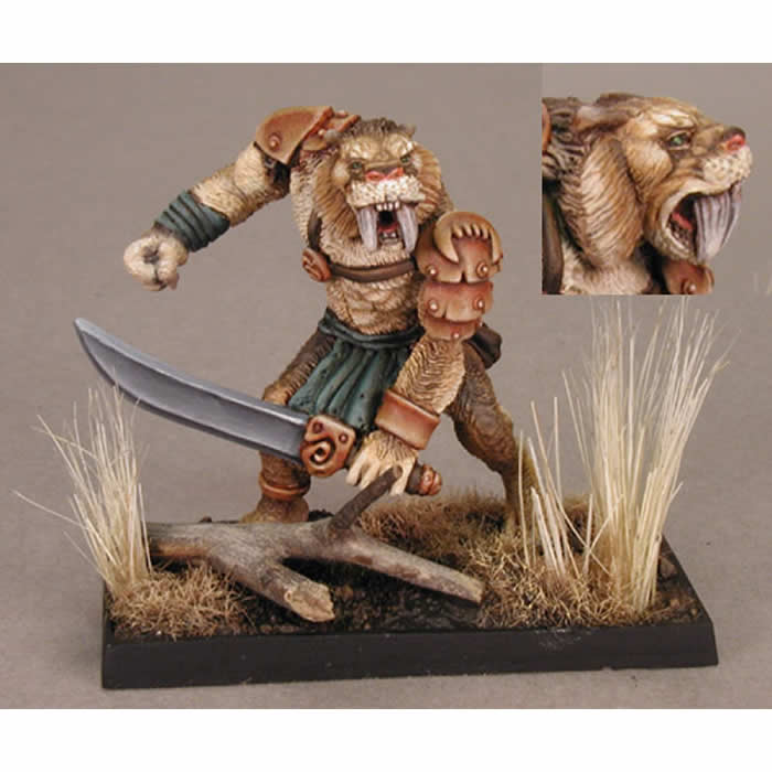 RPR02785 Sabertooth Tiger Man Miniature Figurine 25mm Heroic Scale Dark Heaven Legends Main Image