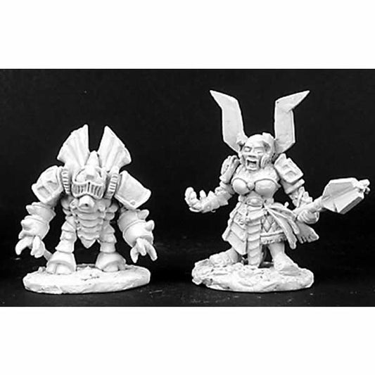 RPR02988 Duergar Cleric and Golem Miniature Figure 25mm Heroic Scale Dark Heaven Legends Main Image