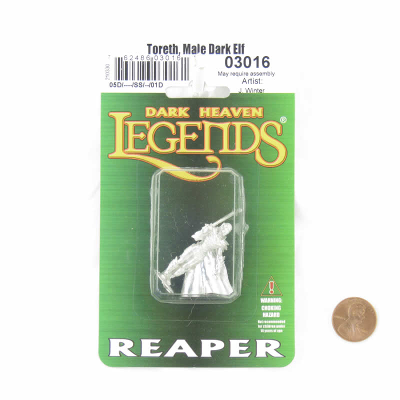 RPR03016 Toreth Male Dark Elf Miniature Figure 25mm Heroic Scale Dark Heaven Legends Reaper Miniatures 2nd Image