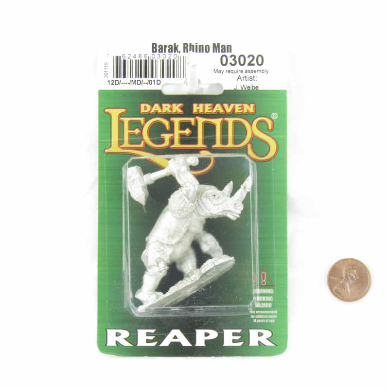 RPR03020 Barak Rhino Man Miniature Figure 25mm Heroic Scale Dark Heaven Legends Reaper Miniatures 2nd Image