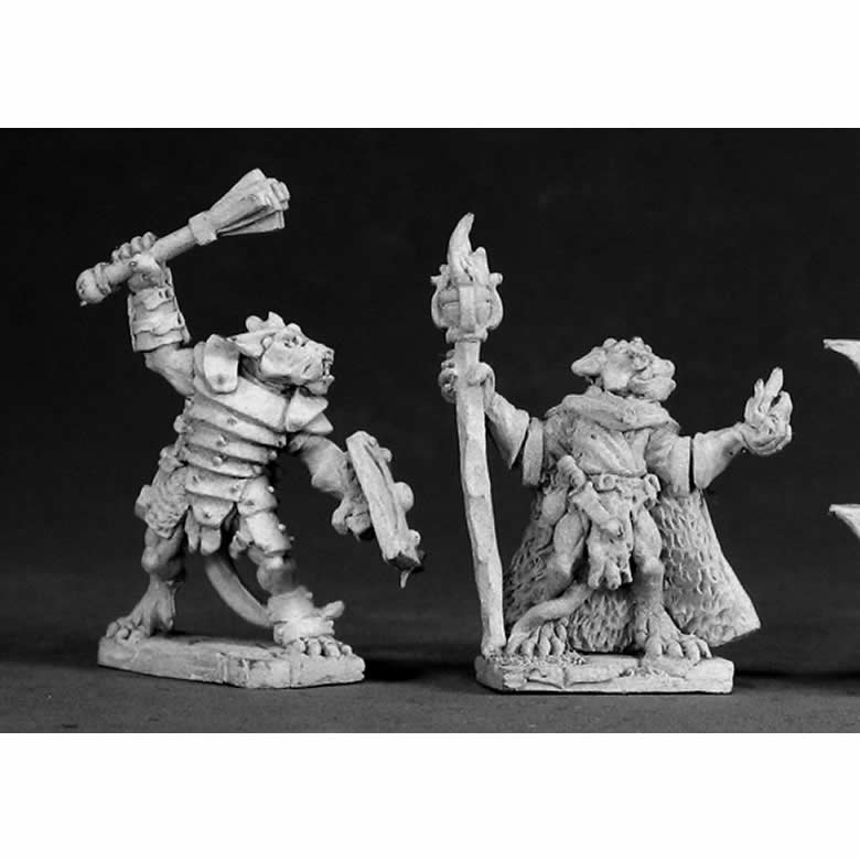 RPR03024 Kobold Leader and Sorcerer Miniature Figure 25mm Heroic Scale Dark Heaven Legends Reaper Miniatures Main Image