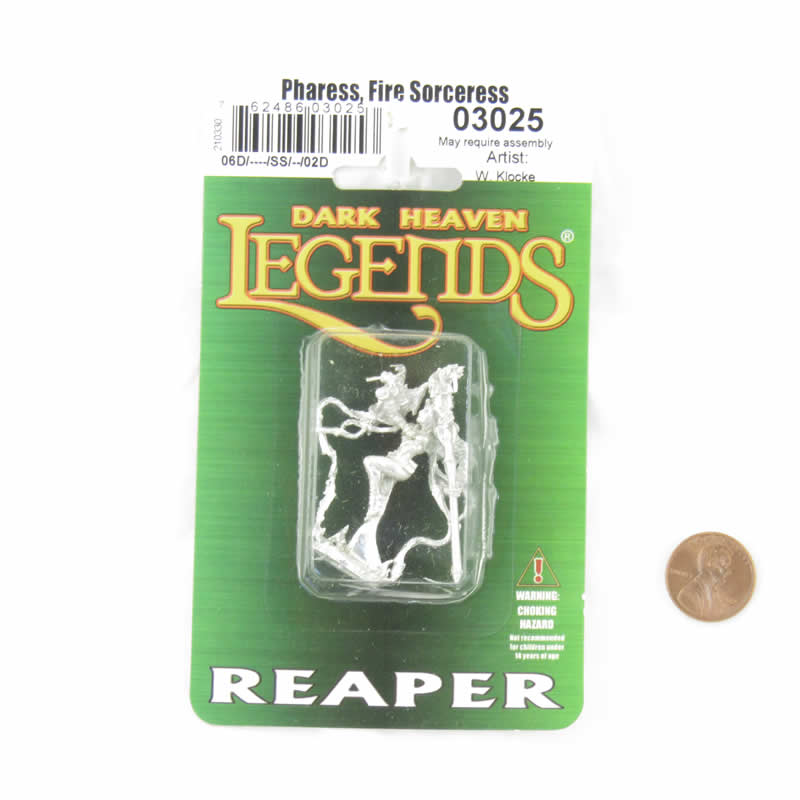 RPR03025 Pharess Fire Sorceress Miniature Figure 25mm Heroic Scale Dark Heaven Legends Reaper Miniatures 2nd Image