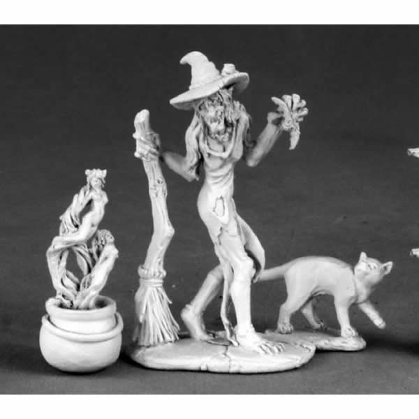 RPR03549 Witch Cauldron and Cat Miniature 25mm Heroic Scale Main Image