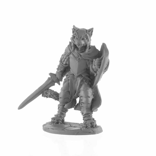 RPR04051 Catfolk Paladin Miniature 25mm Heroic Scale Figure Dark Heaven Legends Main Image