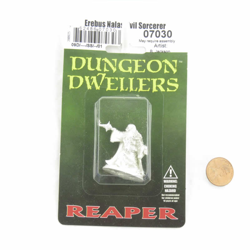 RPR07030 Erebus Nalas Evil Sorcerer Miniature 25mm Heroic Scale Figure Dungeon Dwellers Reaper Miniatures 2nd Image