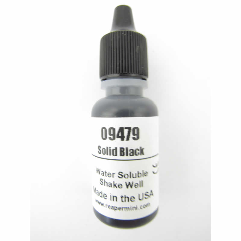 RPR09479 Solid Black Acrylic Reaper Master Series Hobby Paint .5oz Dropper Main Image