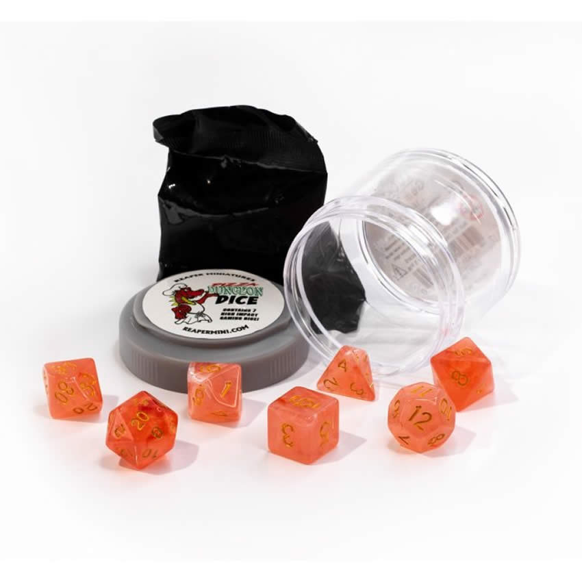 RPR19023 Gem Red Lucky Dice Set 16mm Dungeon Dice Random Miniature Included Main Image