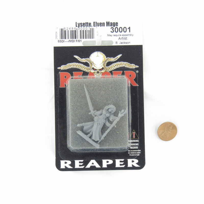 RPR30001 Lysette Elven Mage Miniature Figure 25mm Heroic Scale Reaper Bones USA 2nd Image