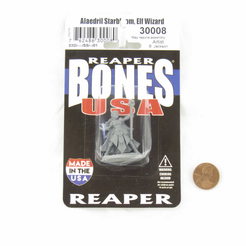 RPR30008A Alaedril Starbloom Elf Wizard Miniature Figure 25mm Heroic Scale Reaper Bones USA 2nd Image