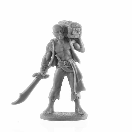 RPR30026 Pirate with Treasure Chest Miniature Figure 25mm Heroic Scale Reaper Bones USA Main Image