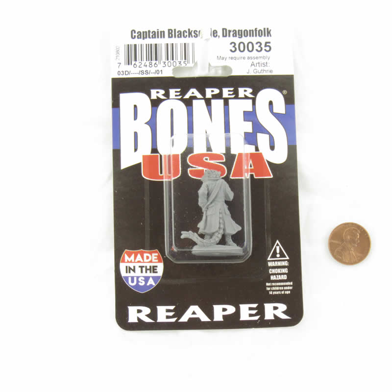 RPR30035 Captain Blackscale Dragonfolk Pirate Miniature Figure 25mm Heroic Scale Reaper Bones USA 2nd Image