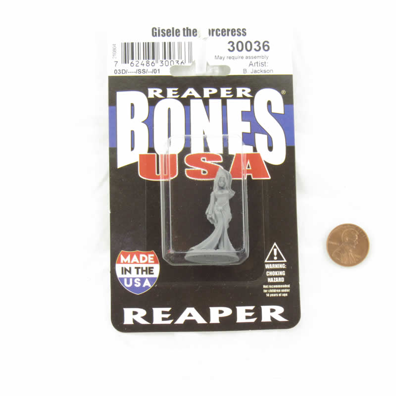 RPR30036 Gisele The Sorceress Miniature Figure 25mm Heroic Scale Reaper Bones USA 2nd Image