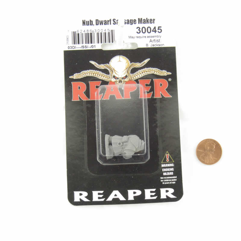 RPR30045 Nub Dwarf Sausage Maker Miniature Figure 25mm Heroic Scale Reaper Bones USA 2nd Image