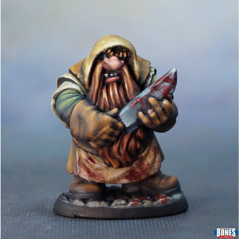 RPR30045 Nub Dwarf Sausage Maker Miniature Figure 25mm Heroic Scale Reaper Bones USA 3rd Image