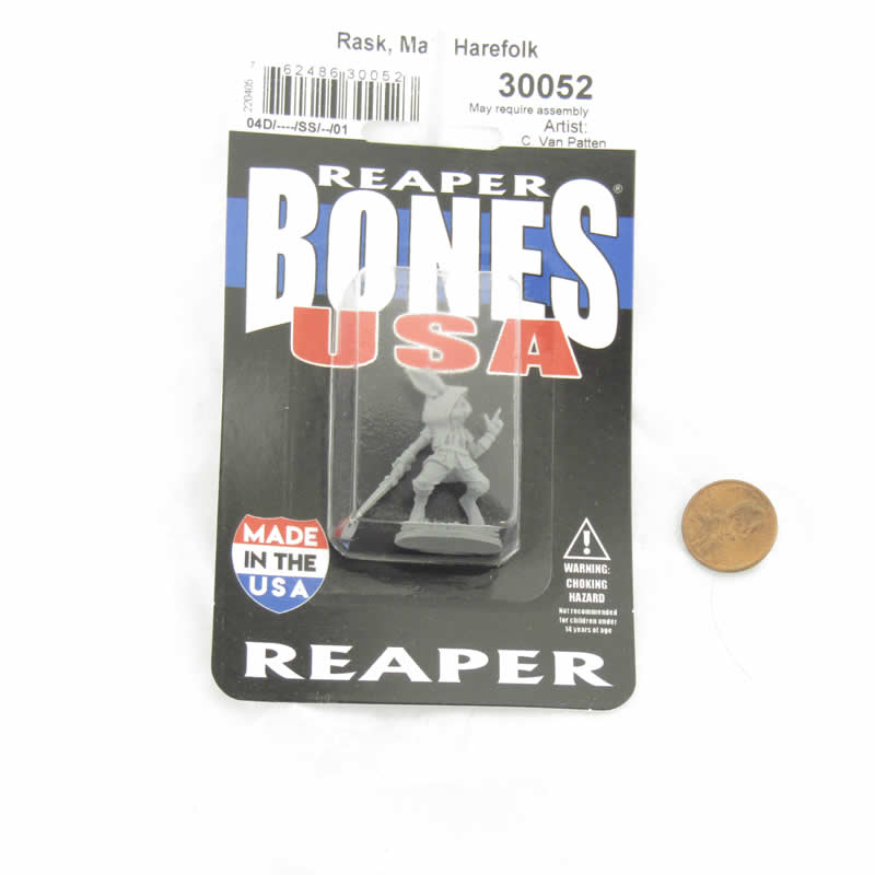 RPR30052 Rask Male Harefolk Miniature Figure 25mm Heroic Scale Reaper Bones USA 2nd Image