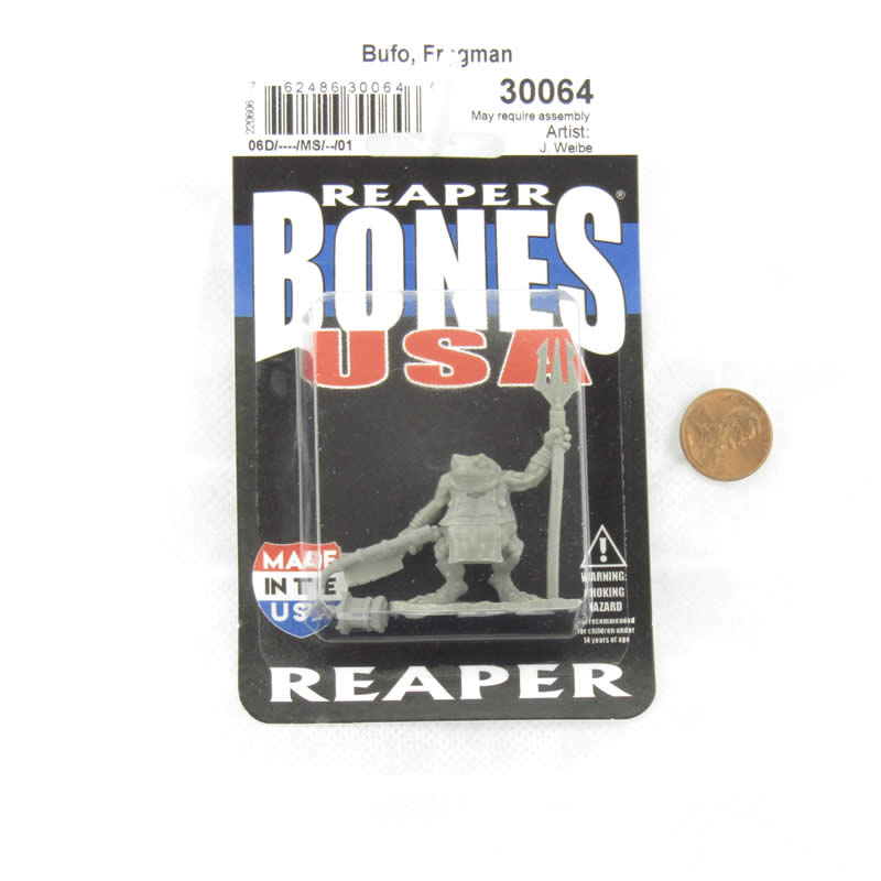 RPR30064 Bufo Dreadmere Frogman Miniature Figure 25mm Heroic Scale Reaper Bones USA 2nd Image