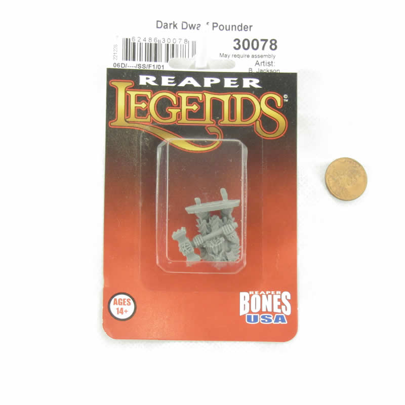 RPR30078 Dark Dwarf Pounder Miniature Figure 25mm Heroic Scale Reaper Bones USA