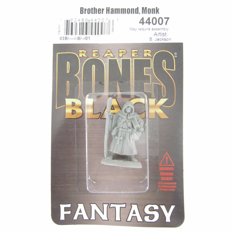 RPR44007 Brother Hammond Traveling Monk Miniature 25mm Heroic Scale Bones Black 2nd Image