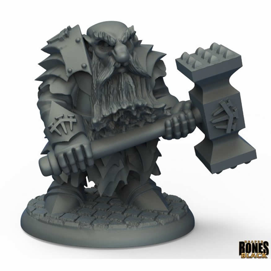 RPR44010 Dark Dwarf Pounder Miniature 25mm Heroic Scale Bones Black Main Image