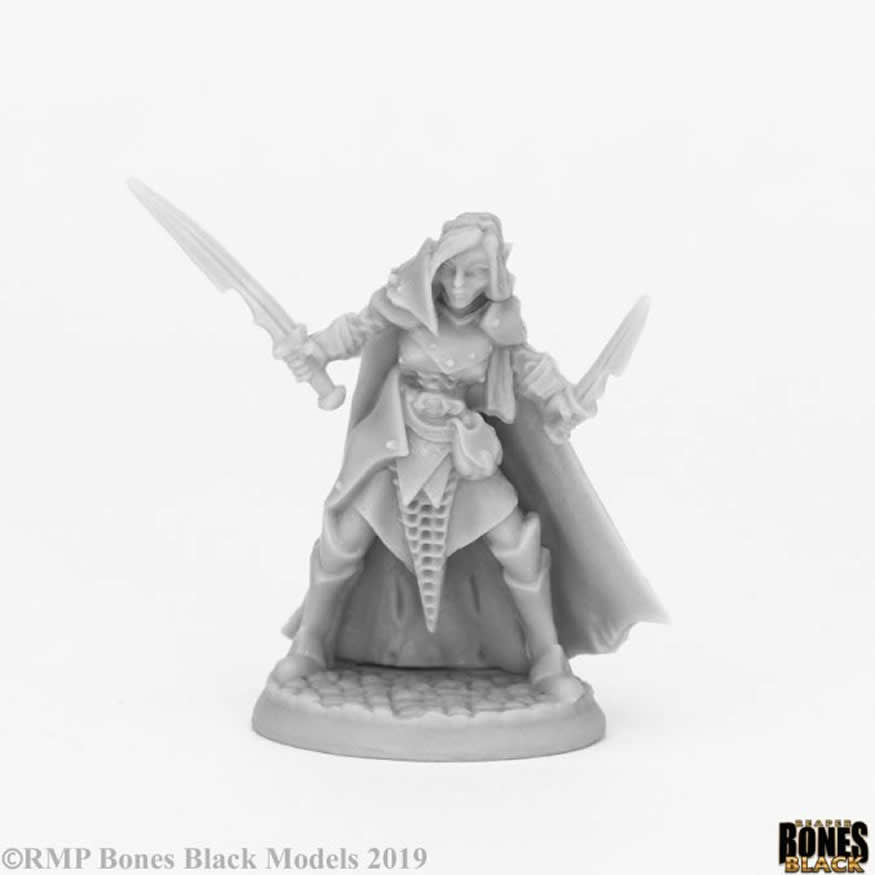 RPR44070 Dark Elf Female Warrior Miniature 25mm Heroic Scale Bones Black Main Image